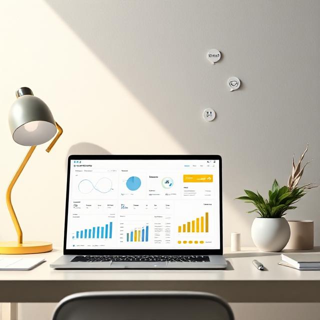 En dator i ett modernt kontor som symboliserar SEO Insikts arbete med tillgänglig och strategisk sökoptimering för företag